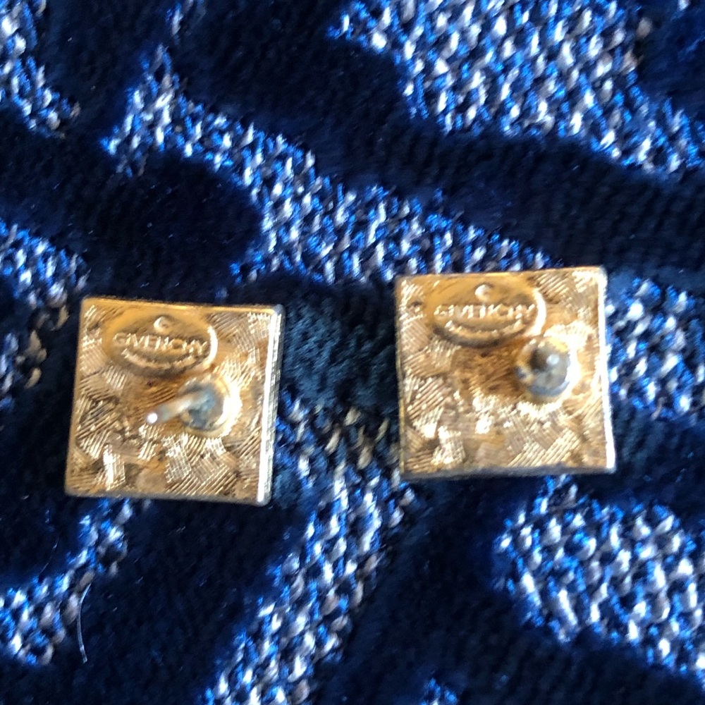 Vintage Givenchy Signed Pierced Logo Earrings - Picture 8 of 15